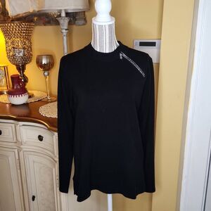 Vintage Quaker Factory black zipper embellished sweater women's size M